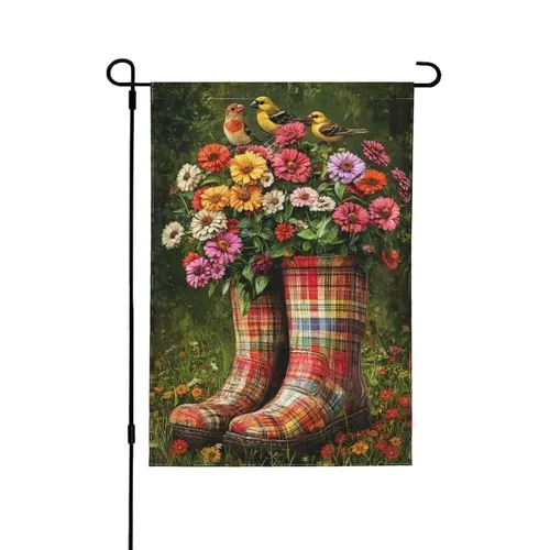 Boots And Plants Garden Flag 12x18 Inch Double Sided All-Weather Polyester Ou... OOV IIC