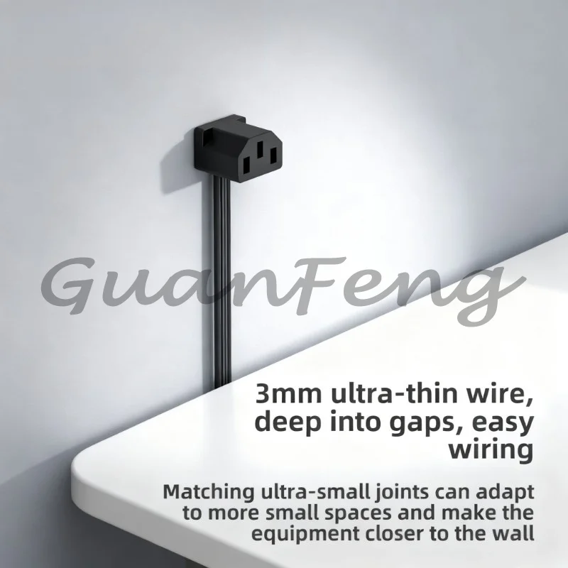 IEC C13 To C14 90° Elbow Power Extension Cable, Ultra Thin Soft 3Pin Male Female Plug, Computer & Server Power Cord