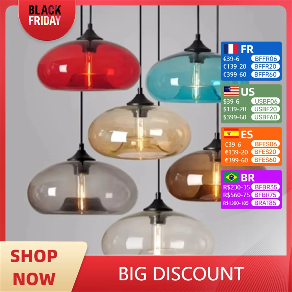 Nordic Retro Pendant Light Simple Creative Restaurant Bar Stained Glass Chandelier Home Decoration Single Head Apple Lamps