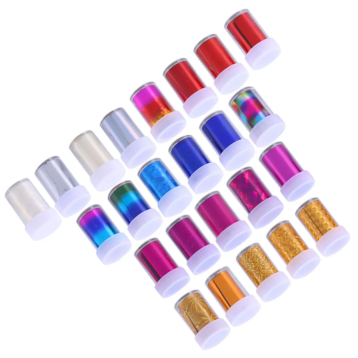 สติกเกอร์ติดเล็บลายฟอยล์ไล่สี 24 ชิ้น สำหรับผู้หญิง ตกแต่งเล็บแบบติดเอง ไม่ต้องใช้กาว