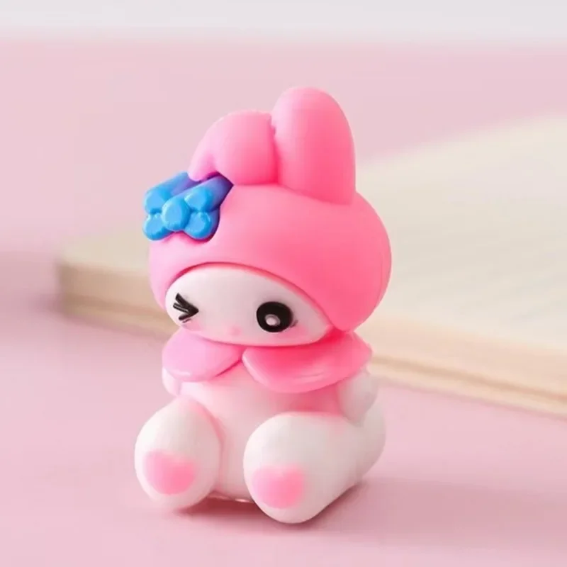 2Pcs Sanrio Hello Kitty My Melody Kuromi Single Hole Pencil Sharpener Anime Character Doll Accessories Student Pencil Sharpener