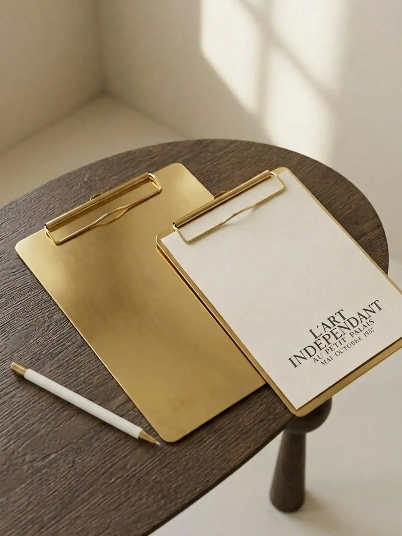 

Gold Metal Clipboard, Hard Writing Board With Clip For Office, Restaurant, Menu Holder, Document Organizer, Portable Note Taking Pad With Low Profile Clip, Professional Look