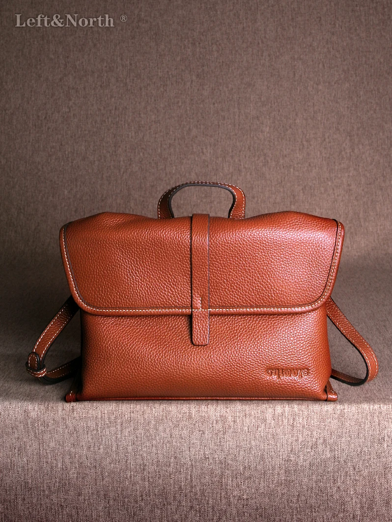 

LEFT&NORTH Women's Messenger bag 2025 Genuine leather 100% Natural Cowhide Top-handle bag Shoulder strap Handbags Original brand