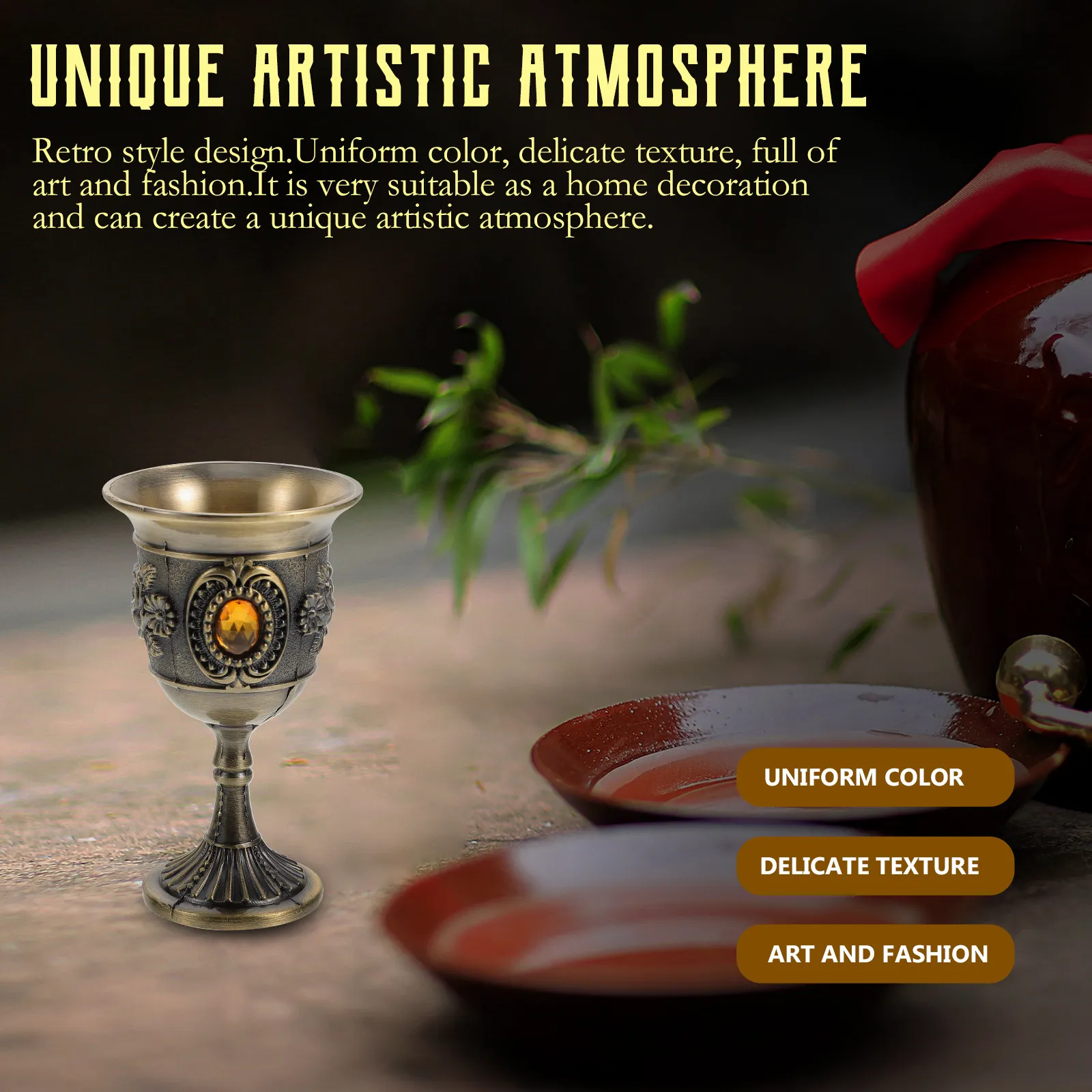 Retro Style Goblet Small Drinking Cup with Exquisite Pattern and Smooth Texture for Home Bar Wine Whiskey Cocktail Enjoyment