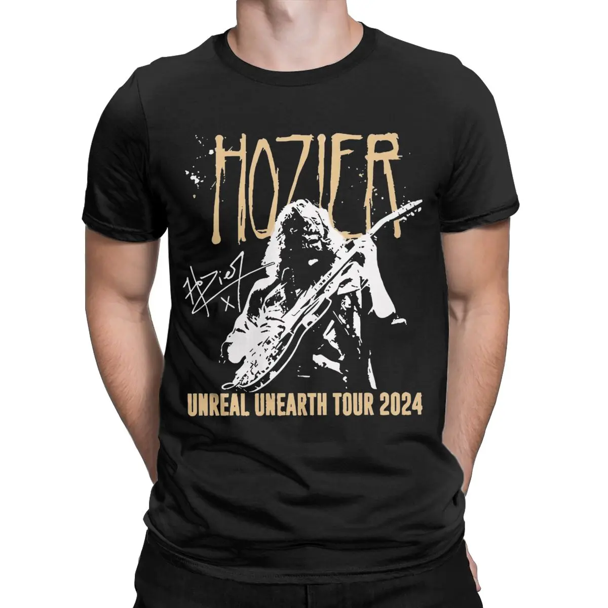 Men T-Shirt Hozier Unreal Unearth Tour 2024 Novelty Pure Cotton Tee Shirt Short Sleeve T Shirts O Neck Clothing Graphic