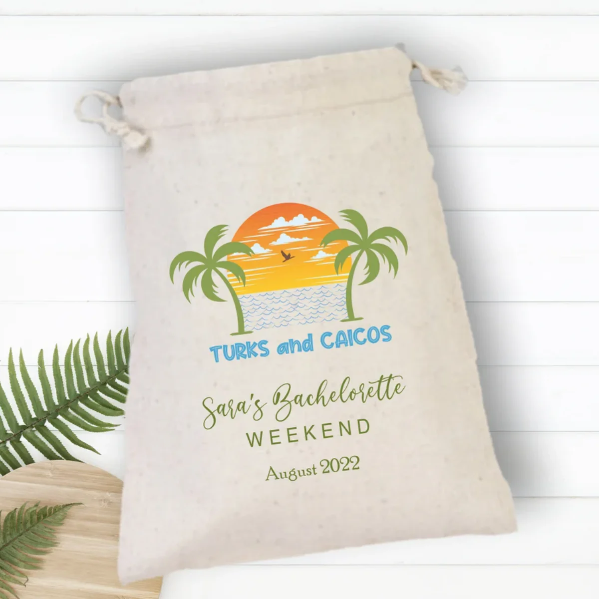 Turks and Caicos Islands Destination Bachelorette Party Hangover Kit, Beach Party Drawstring Mini Favor Bags, Wedding Part Favor