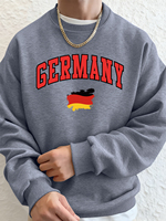 German Flag Brush Stroke Print Men Sweatshirts Winter Fleece Warm Hoodie Korean Loose Crewneck Pullovers Hip Hop Male Clothes