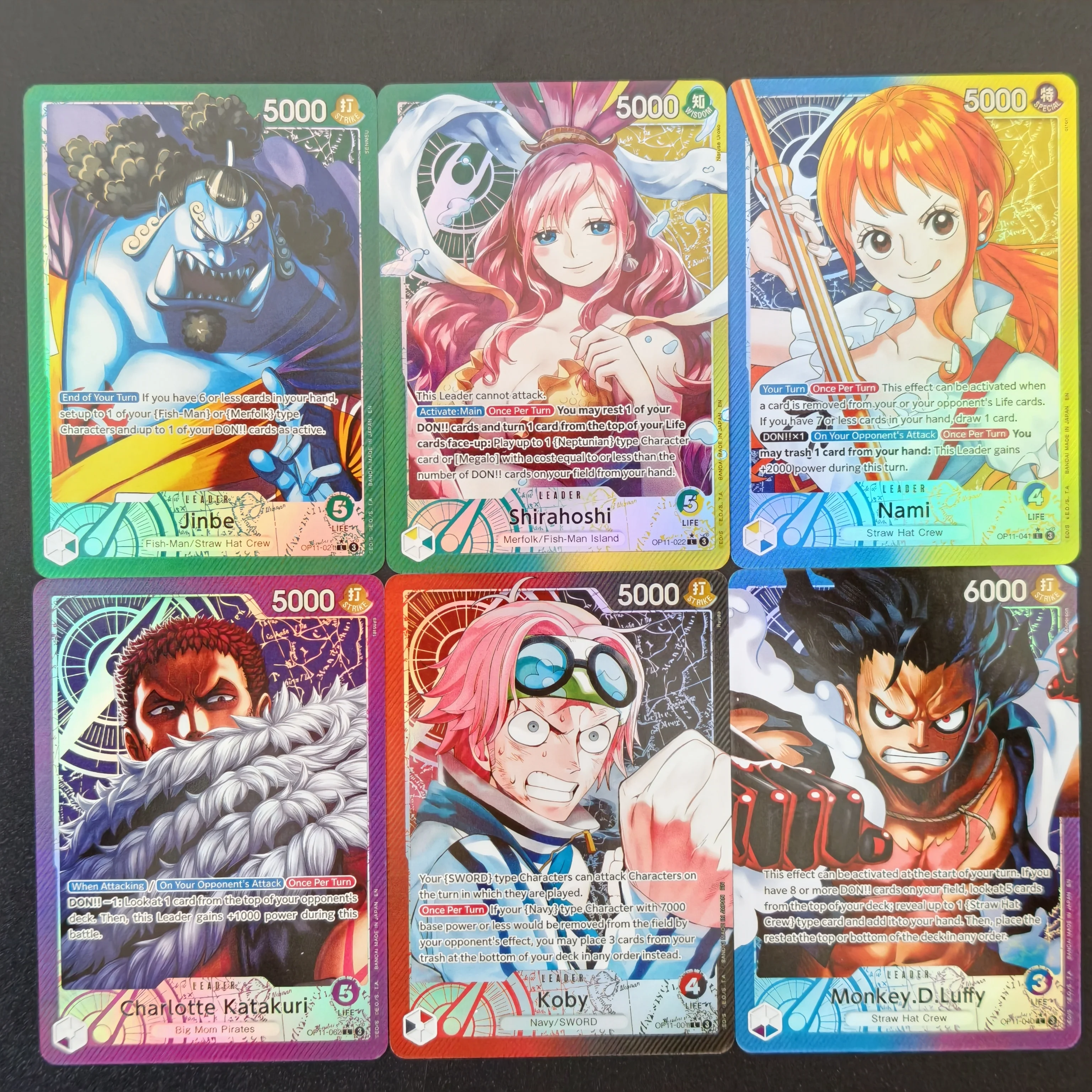 Hot DIY OPCG One Piece Card Nami Shirahoshi Koby Jinbe Luffy OP11 Series Holo Flash Card Anime Collection Card Gift For Fans