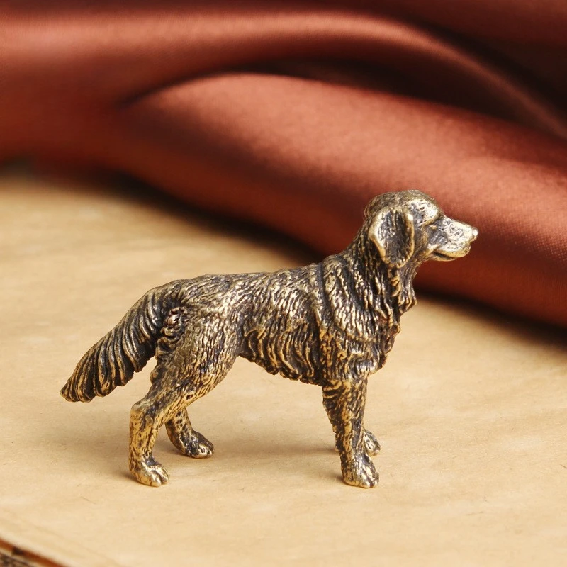 Pure Brass Cai Shepherd Dog Desktop Ornament Zodiac Dog Transfer Micro-engraving Ornament Tea Pet Small Copper Ware Wholesale