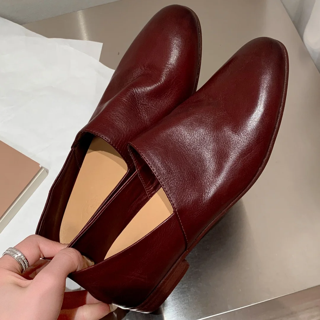 

Women's cow leather round toe slip-on flats loafers high quality soft comfortable casual female four season moccasins shoes sale