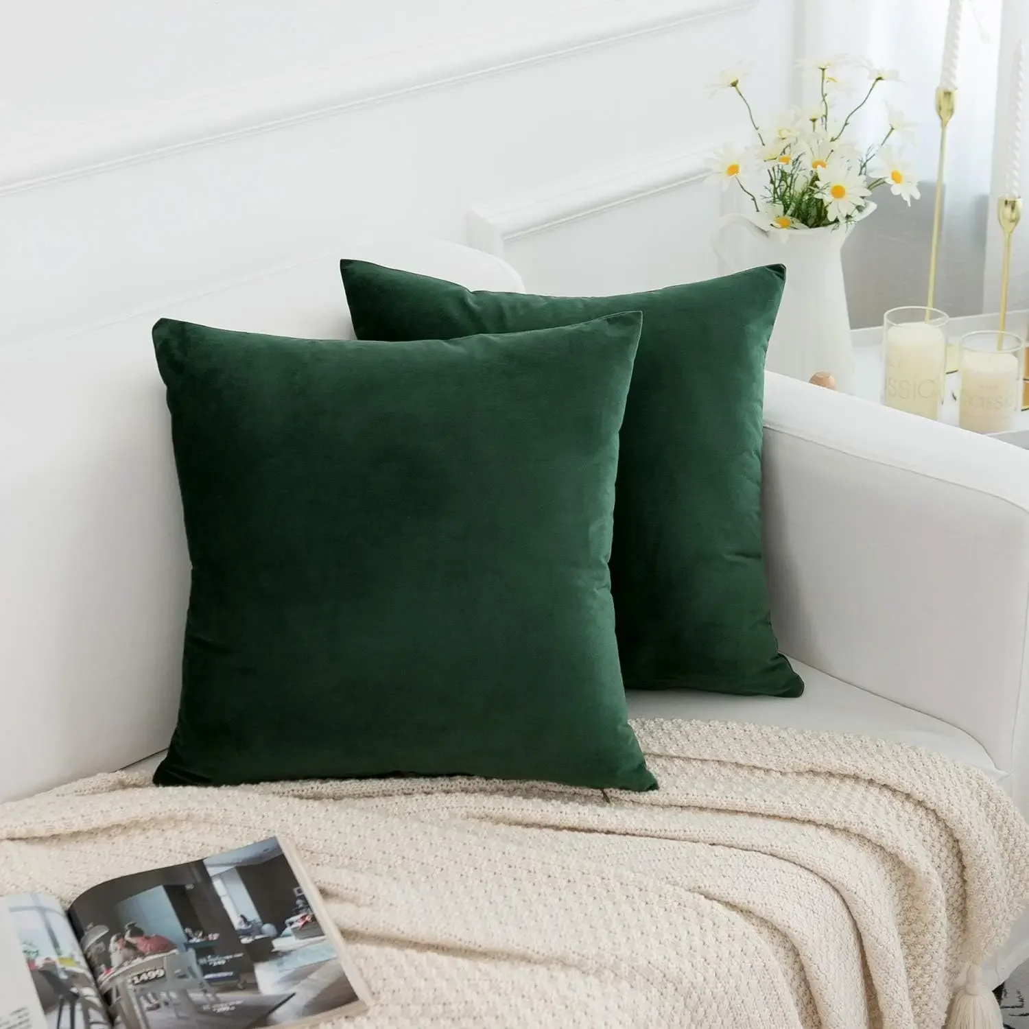 Plain Cotton Cushion Cove Solid Color Throw Pillow Cover Simple Style Pillow for Sofa 45*45 Lumbar Pillow Decorative Cushion Bed