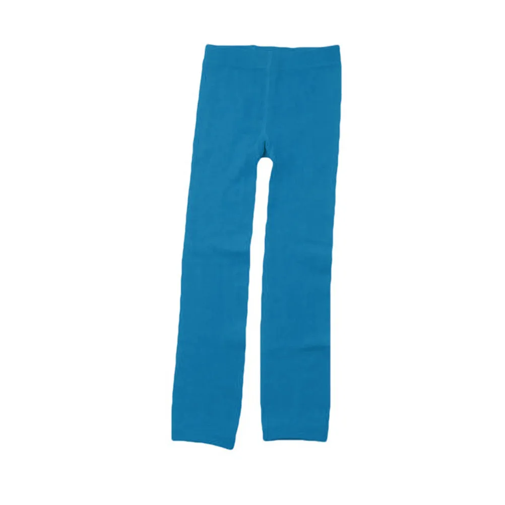 Girls Warm Lined Tights Lake Blue Thick Elastic Leggings for Kids 5-7 Years