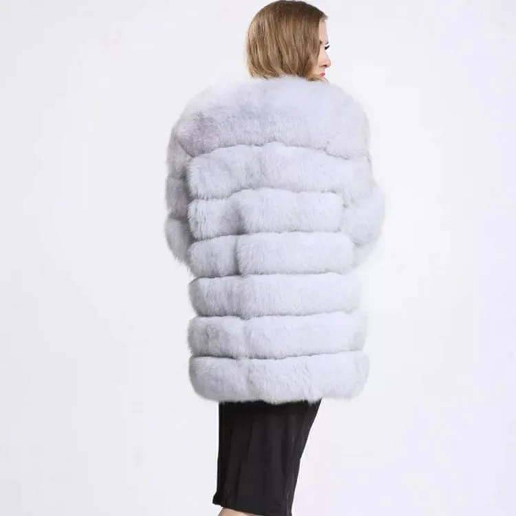 2021 new factory direct sales Korean version of medium and long fox fur jacket spliced fur Haining fur jacket