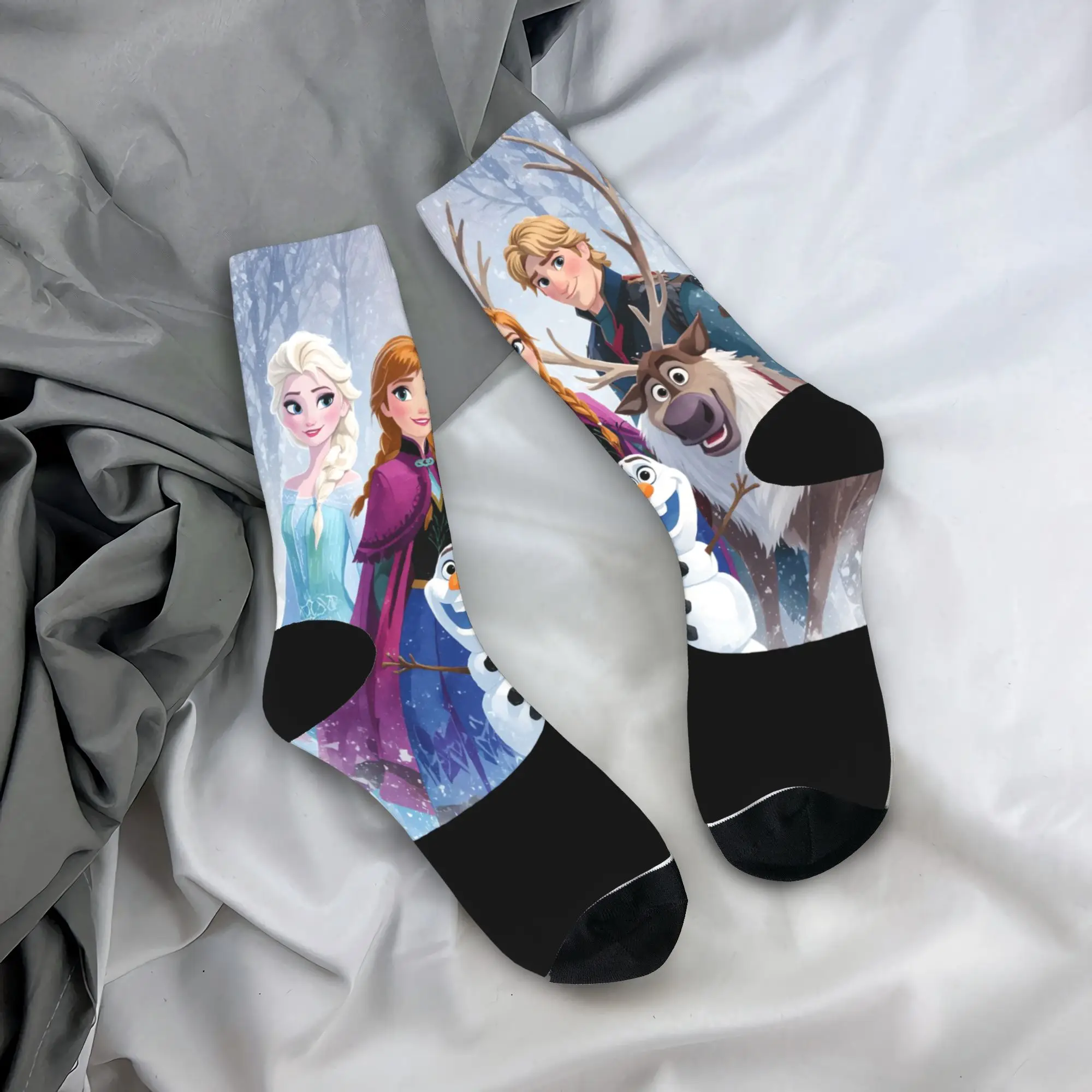 Frozens 2 الكرتون فيلم الجوارب الخريف جوارب العصرية النساء الرجال الجوارب الناعمة الدافئة نمط الجري الرياضة عدم الانزلاق الجوارب