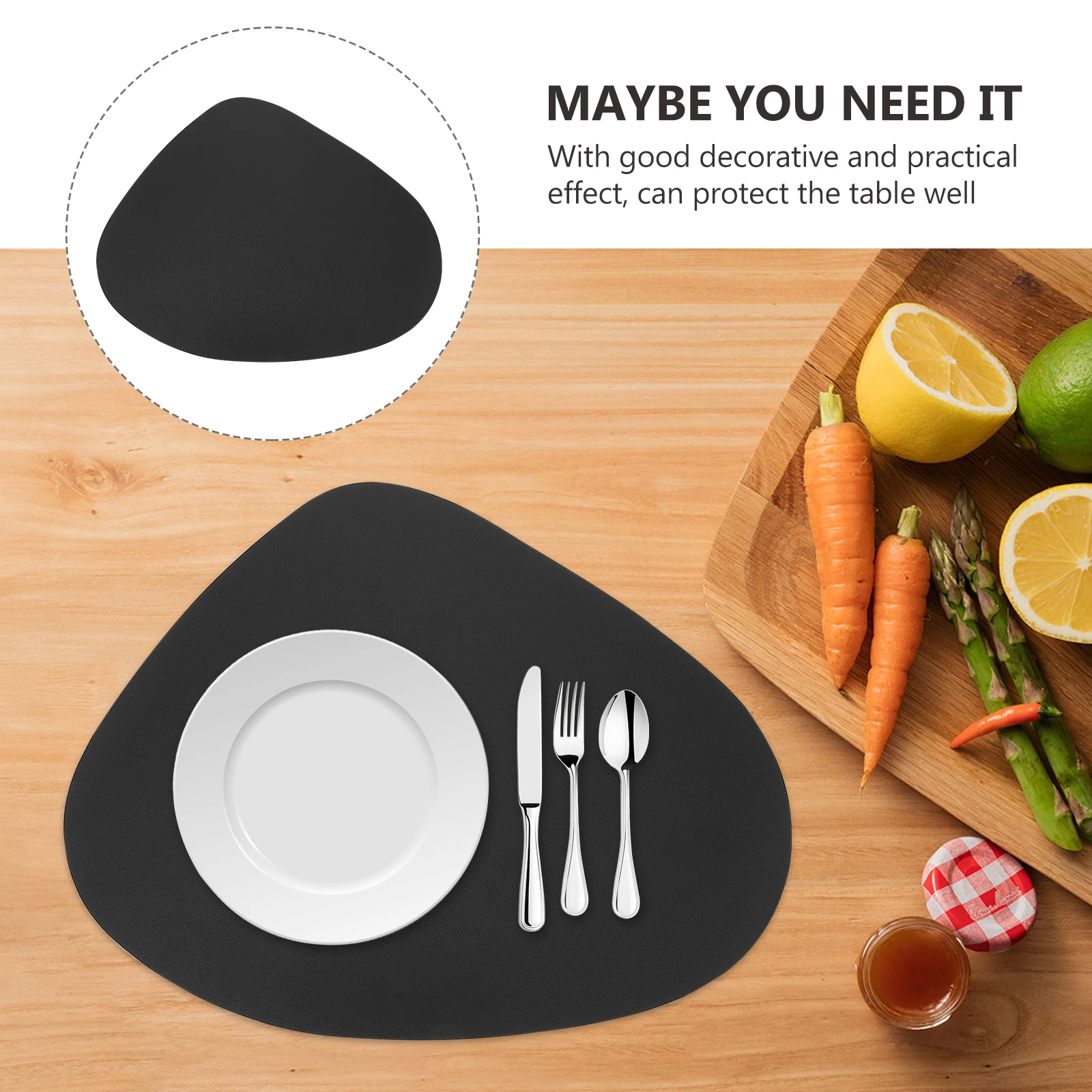 

4pcs Drop-Shaped Insulation Pad Pu Heat Insulation Mat For Dining Table Waterproof Skid-Proof Wipeable Placemat