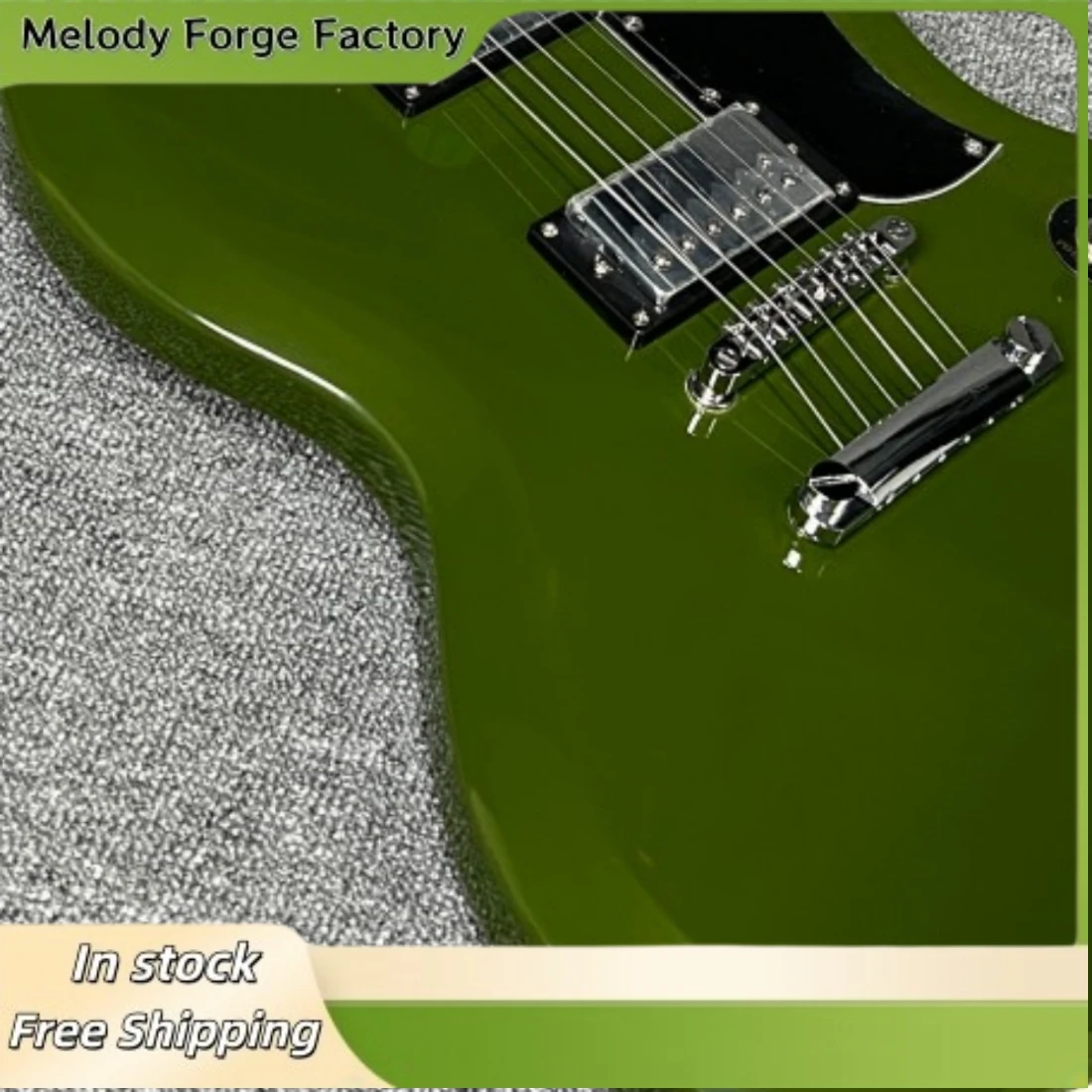 Army Green SGSSS Electric Guitar Rosewood Fingerboard HH Pickup TOM Fixed Pickup Strong Explosive Force Metal Blues view 3