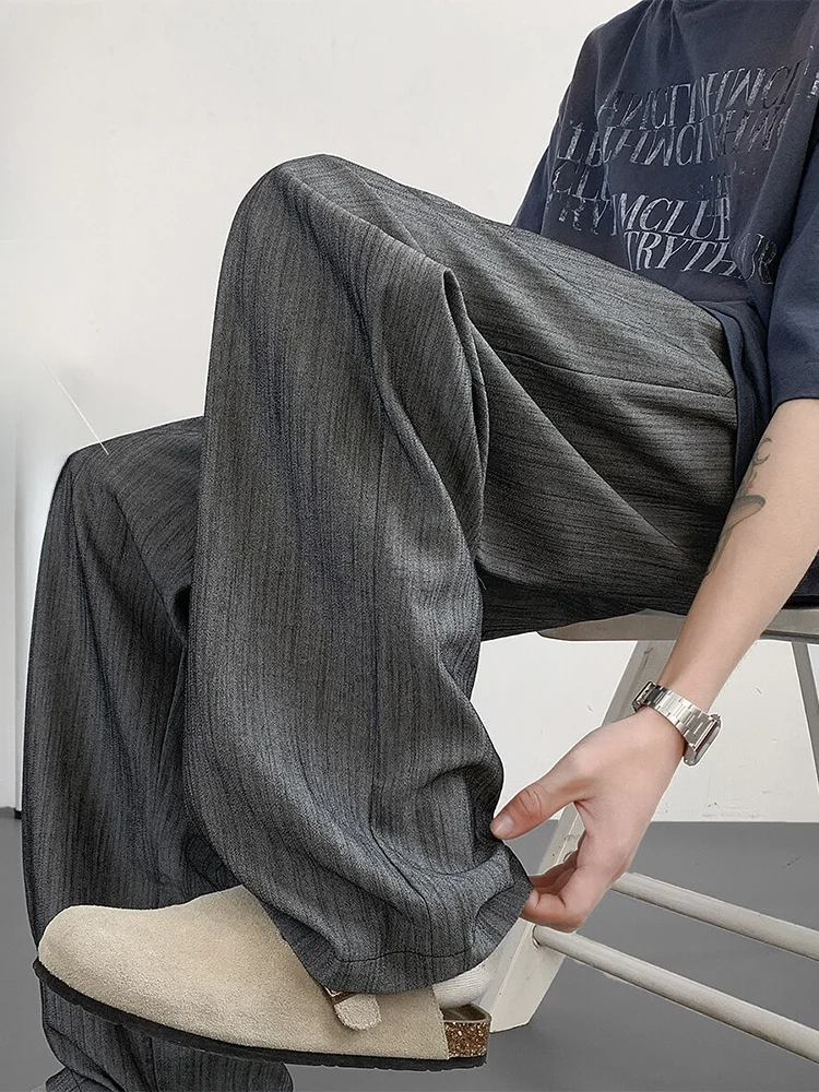 

American Retro Ice Silk Men's Summer Thin Breathable Texture Sensation Simulation Linen Straight Casual Pants