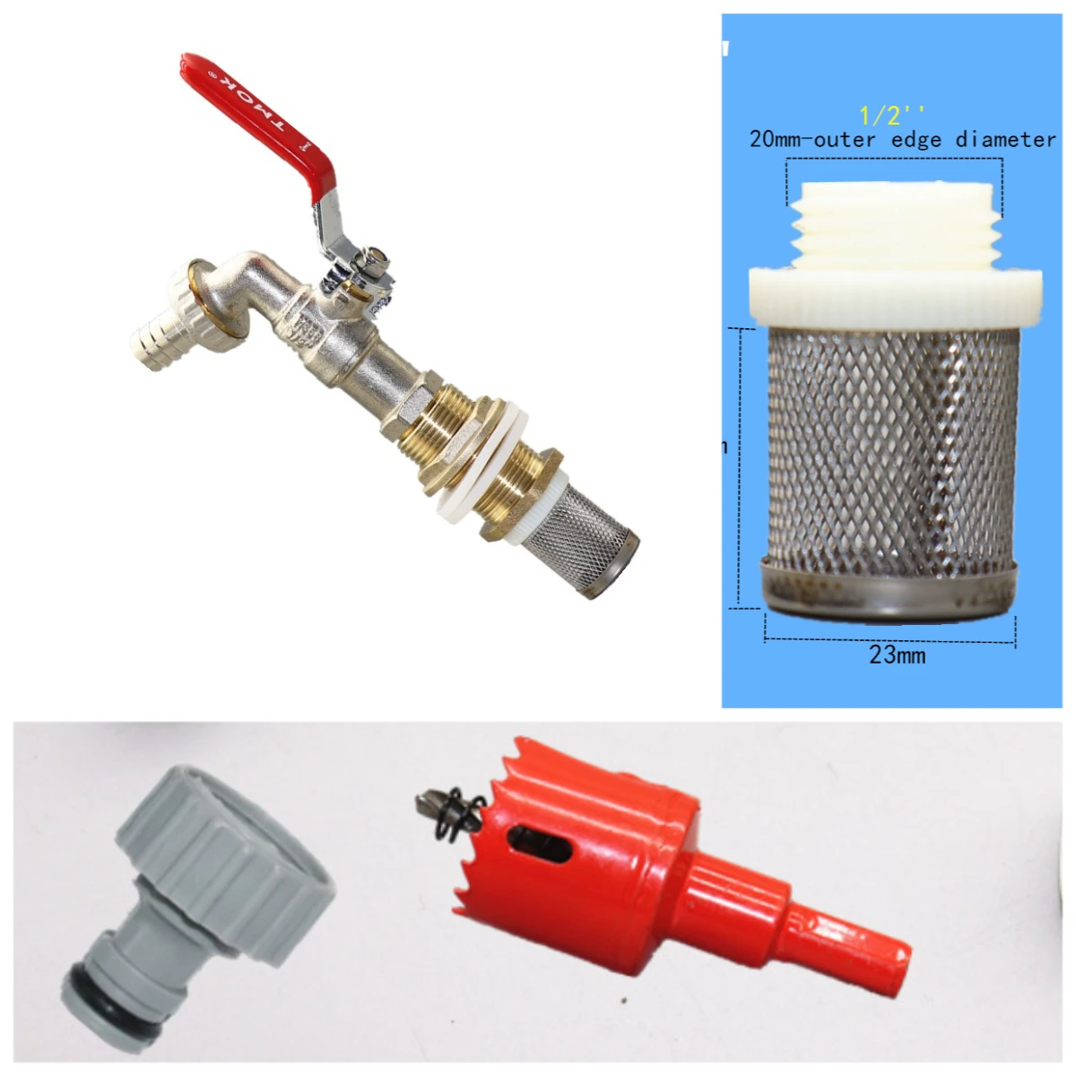 

Easy-Install 1/2" Spigot Adapter for Aquariums & Rain Barrels, Faucet Alloy with Seal Gasket for Fish Tanks, Watering Systems