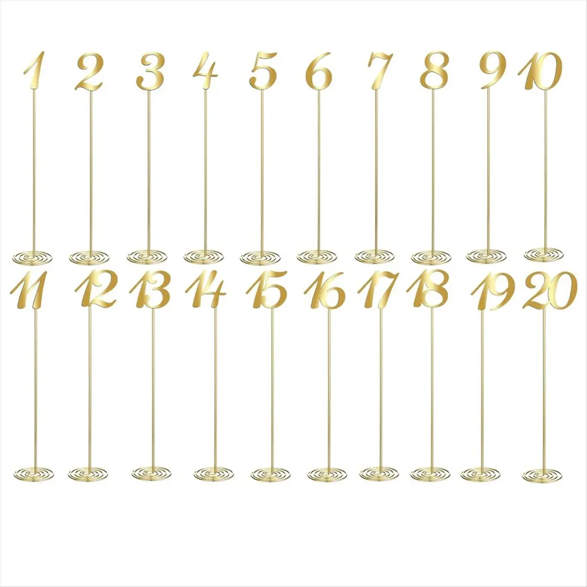 AT16 20 Pcs Metal Table Numbers 1-20 Table Numbers for Wedding Reception 12 Inch Party Table Number with Sturdy Holder Base