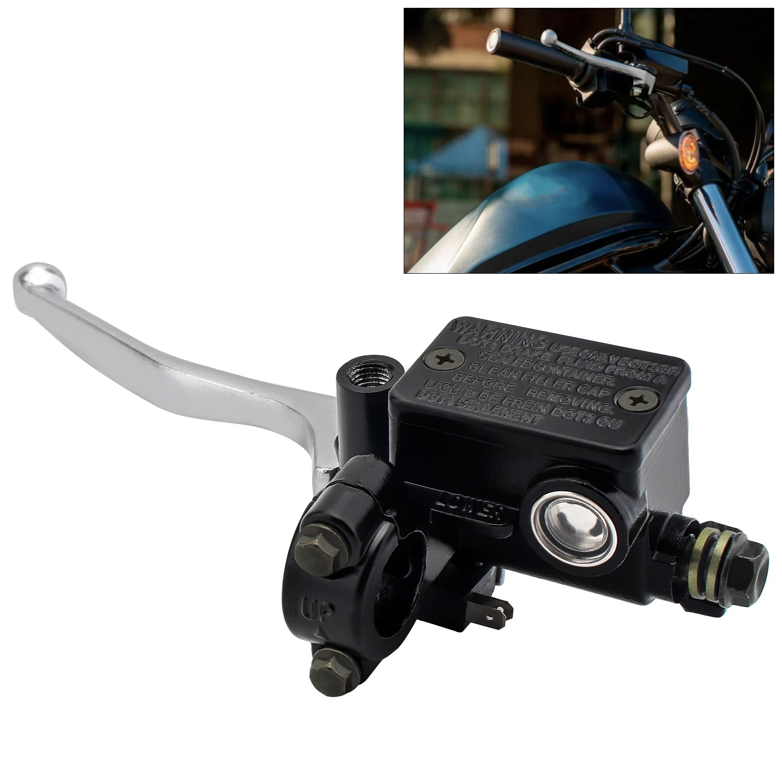 1pcs M10 Motorcycle Upper Front Brake Clutch Master Cylinder CNC Brake Pump Reservoir Hydraulic Pump Lever Fit for Honda Suzuki