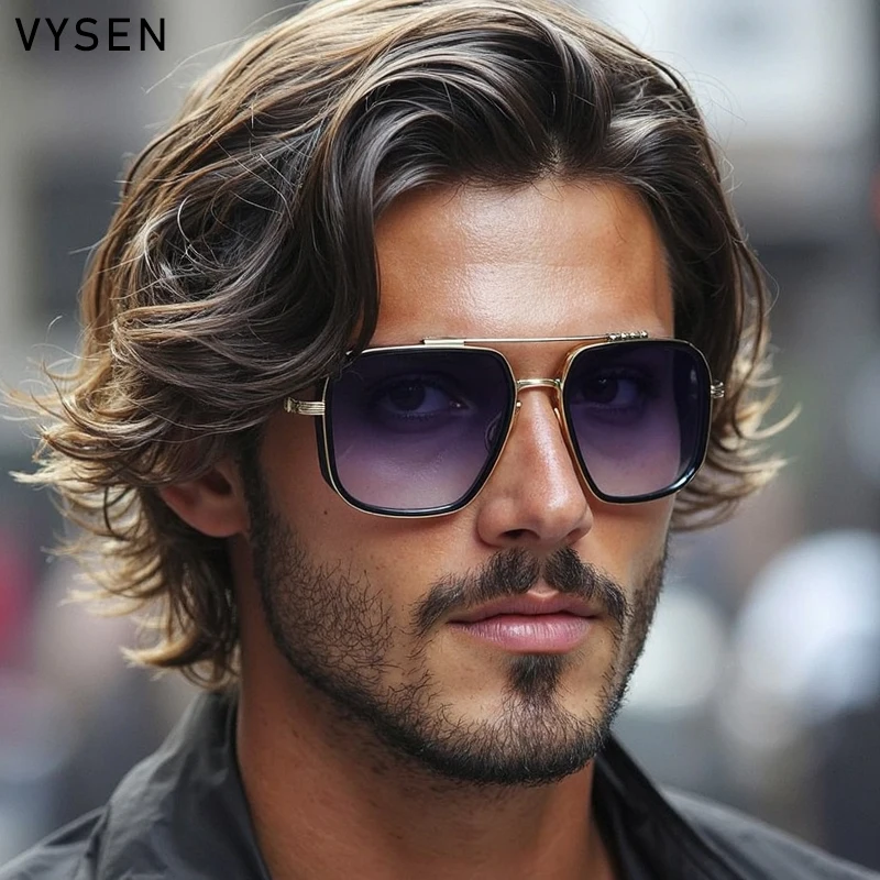 Occhiali da sole quadrati Steampunk oversize da uomo 2025 Luxury Brand Occhiali da sole vintage in metallo a doppio raggio Occhiali da sole alla moda per la guida all'aperto