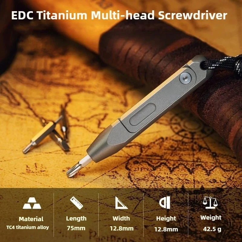Otacle D1 TC4 Titanium Alloy Screwdriver Multifunctional Palm Decompression Screwdrivers Double Bit Mini Repair Outdoor EDC Tool