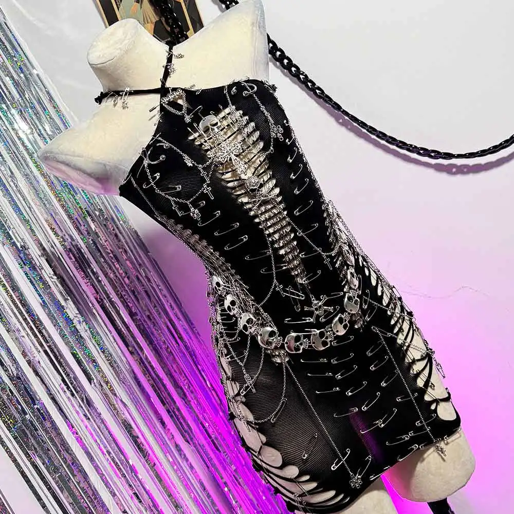 

Harajuku E-Girls 90s Emo Eco Hand Made Y2K TOPS Kawaii Vintage Grunge Tanks Punk Rock Pin Cyber Goth Teen Skull DIY Gothic