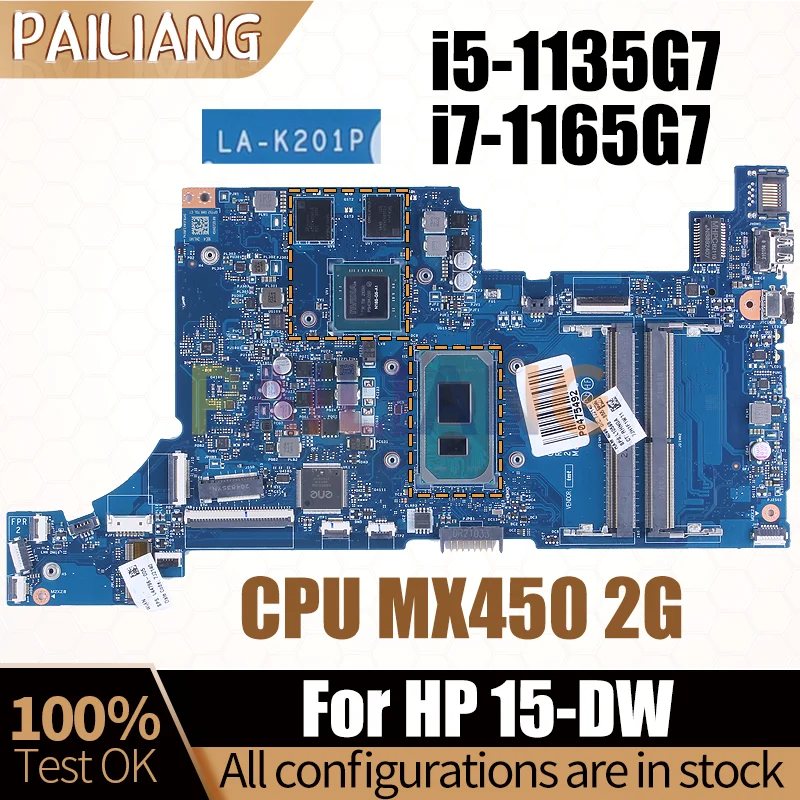 

For HP 15-DW Laptop Mainboard LA-K201P i5-1135G7 i7-1165G7 MX450 2G M29211-601 Notebook Motherboard Full Test