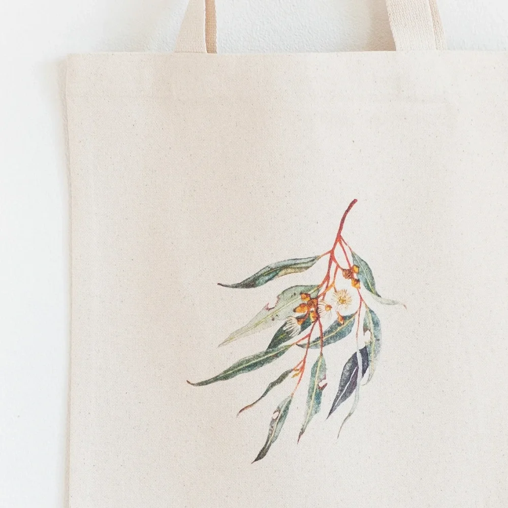 Custom Bridesmaid Hand Gifts Bag,Canvas Bag-Eucalyptus : Australian native botanical watercolour