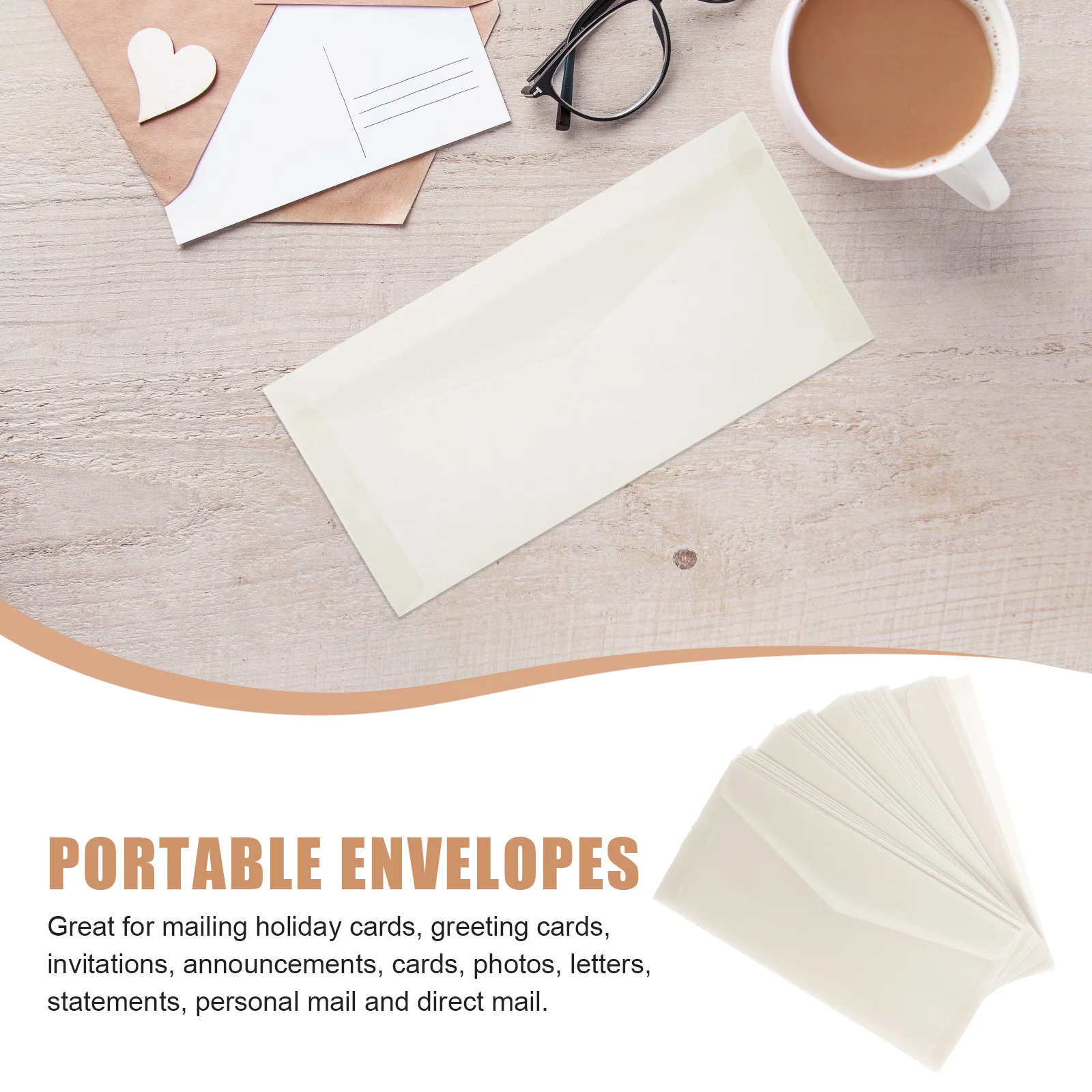 

50Pcs Invitation Envelopes Translucent Design Blank Envelopes for Wedding Cards Festival Use Blank Envelope