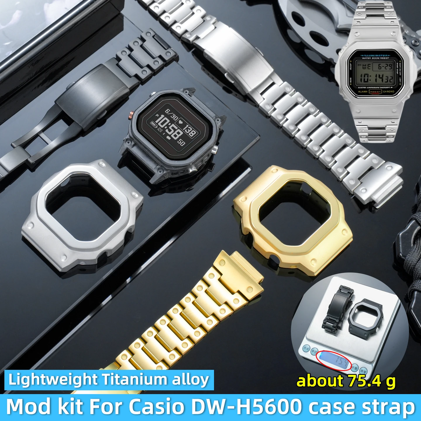 

Сменный комплект из титанового сплава DW-H5600 для Casio DW-H5600, металлический ремешок для часов + защитный корпус, аксессуары для мужских наручных часов