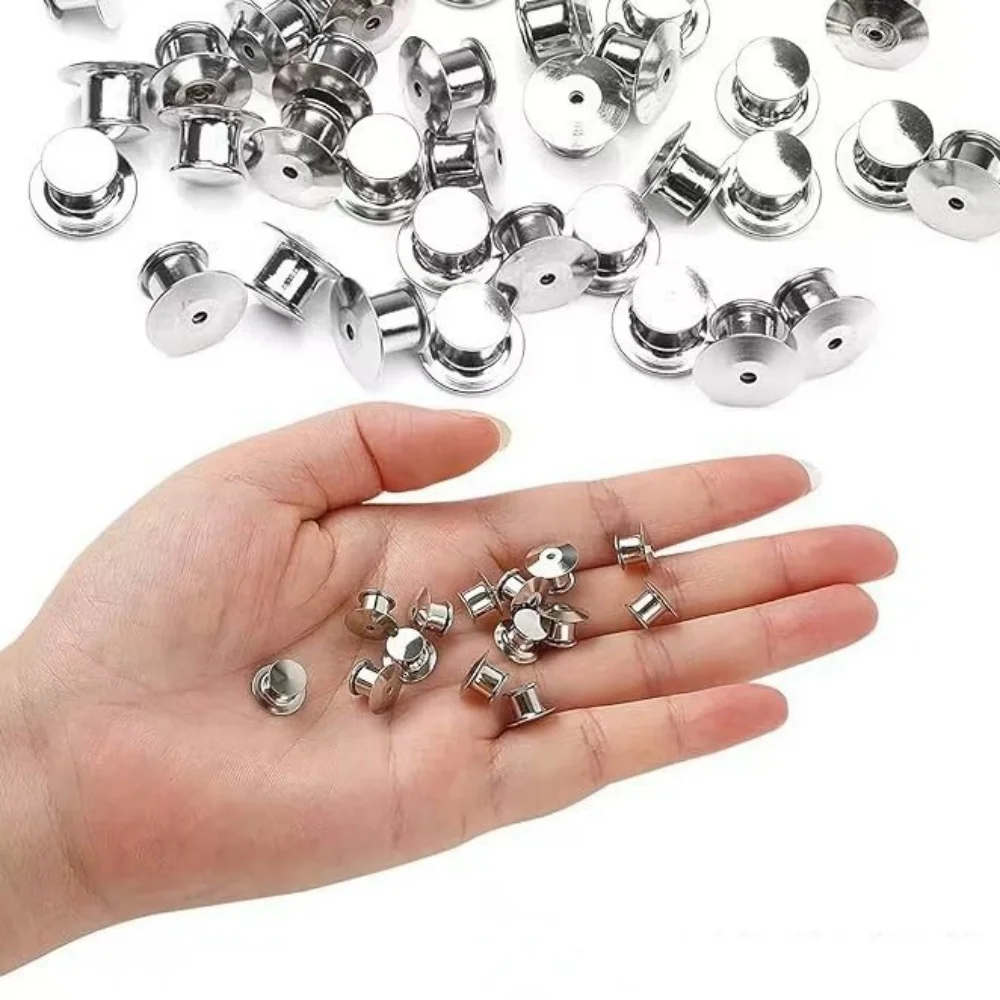 20pcs Mteal Locking Pin Backs | Secure Clasps for Brooches, Lapel Pins & Enamel Badges | Jewelry Making Supplies