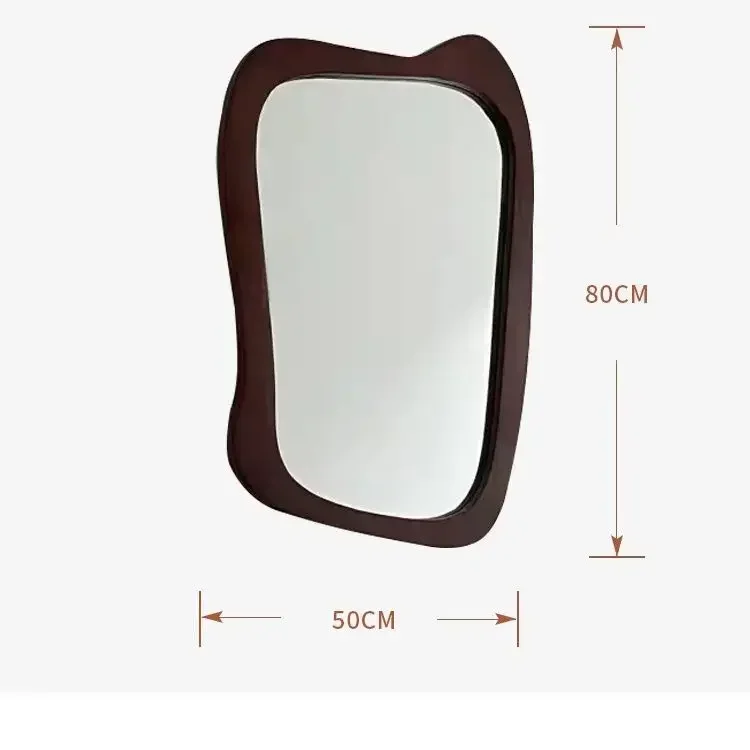 Home vintage solid wood special-shaped makeup mirror Bedroom creative vanity mirror log wall hanging wind bathroom mirror