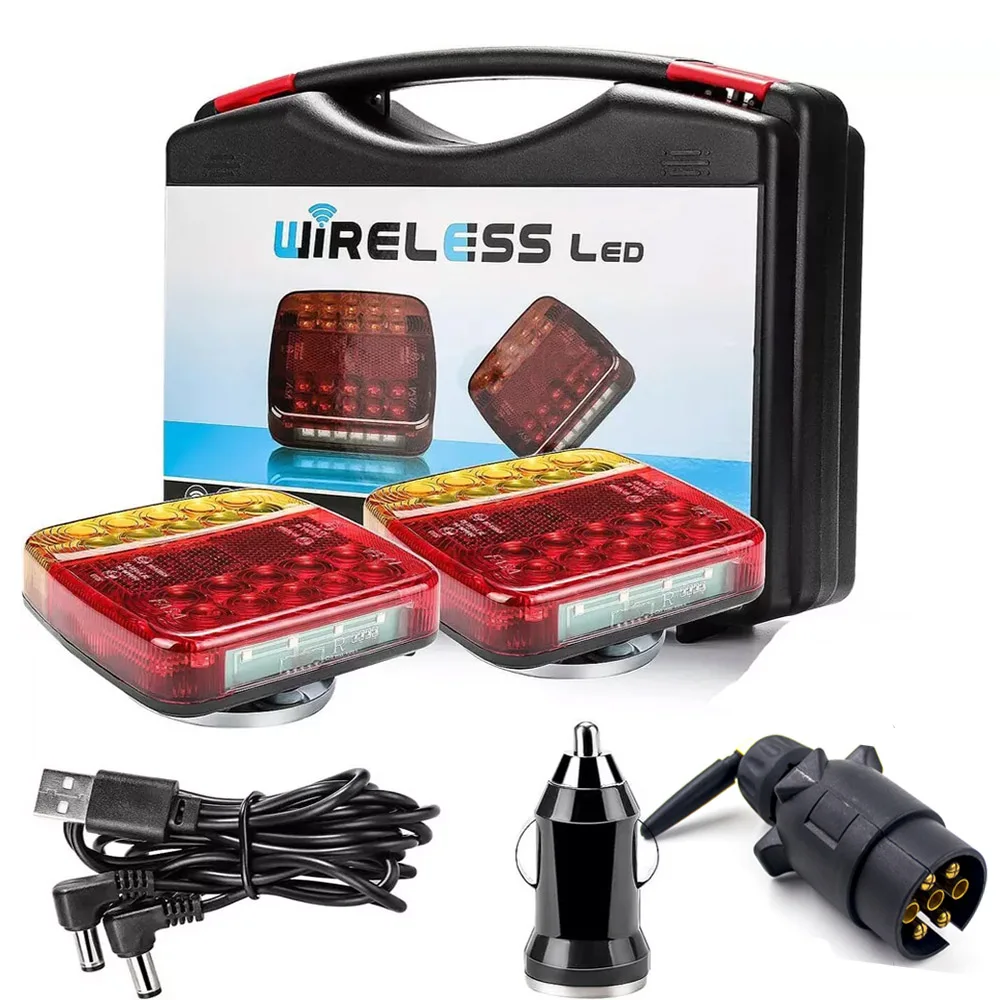 

12V 24V Wireless Magnetic LED Truck Tail Light Trailer Rear Light Signal Warning ECE Brake Light 7 Pin Campers Lorry Caravan RV
