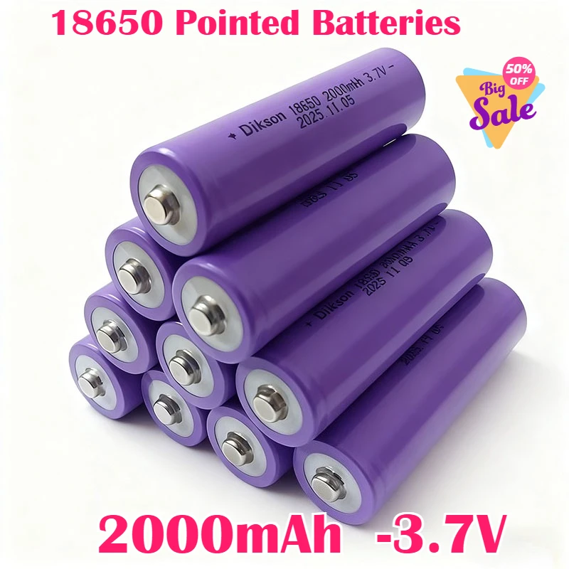 

18650 Pointed Batteries 2000mAh 3.7VLithium-ion Rechargeable Battery Fast Charging, High Quality, Suitable for Flashlights