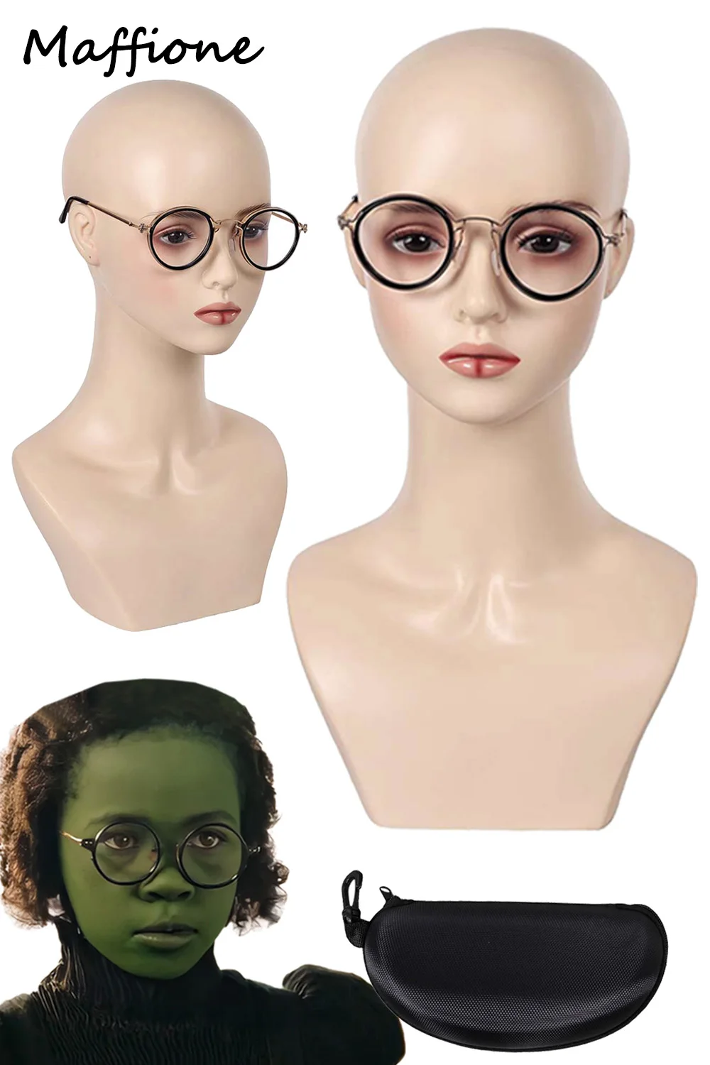 

Child Elphaba Glasses Cosplay Movie Witch Plain Glasses Costume Accessories Adult Women Eyewear Female Halloween Role Suit Props