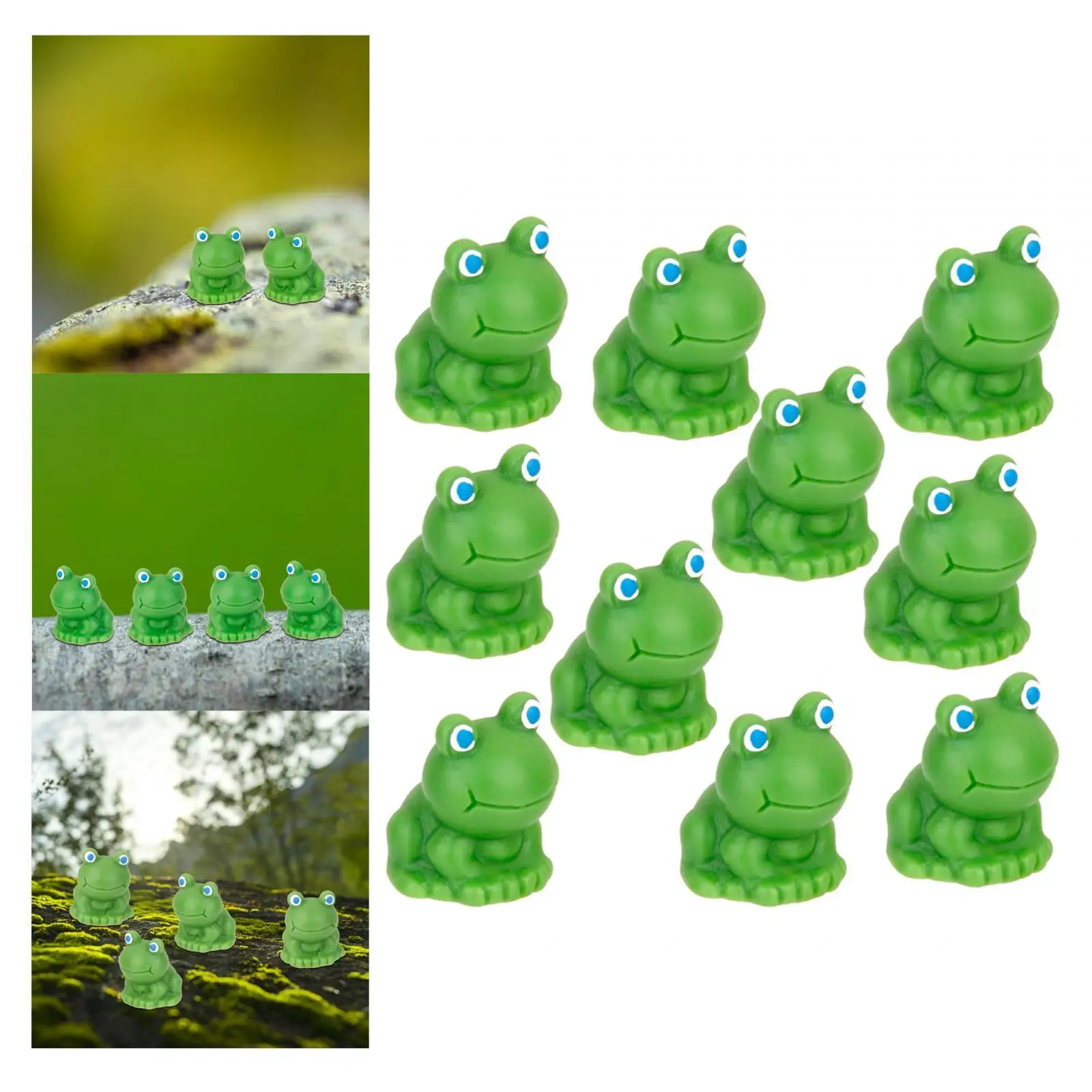 10Pcs Kawaii figurine Frog decor mini fairy garden animal statue Miniature Bonsai DIY Resin Craft Mini Landscape Blue Eye