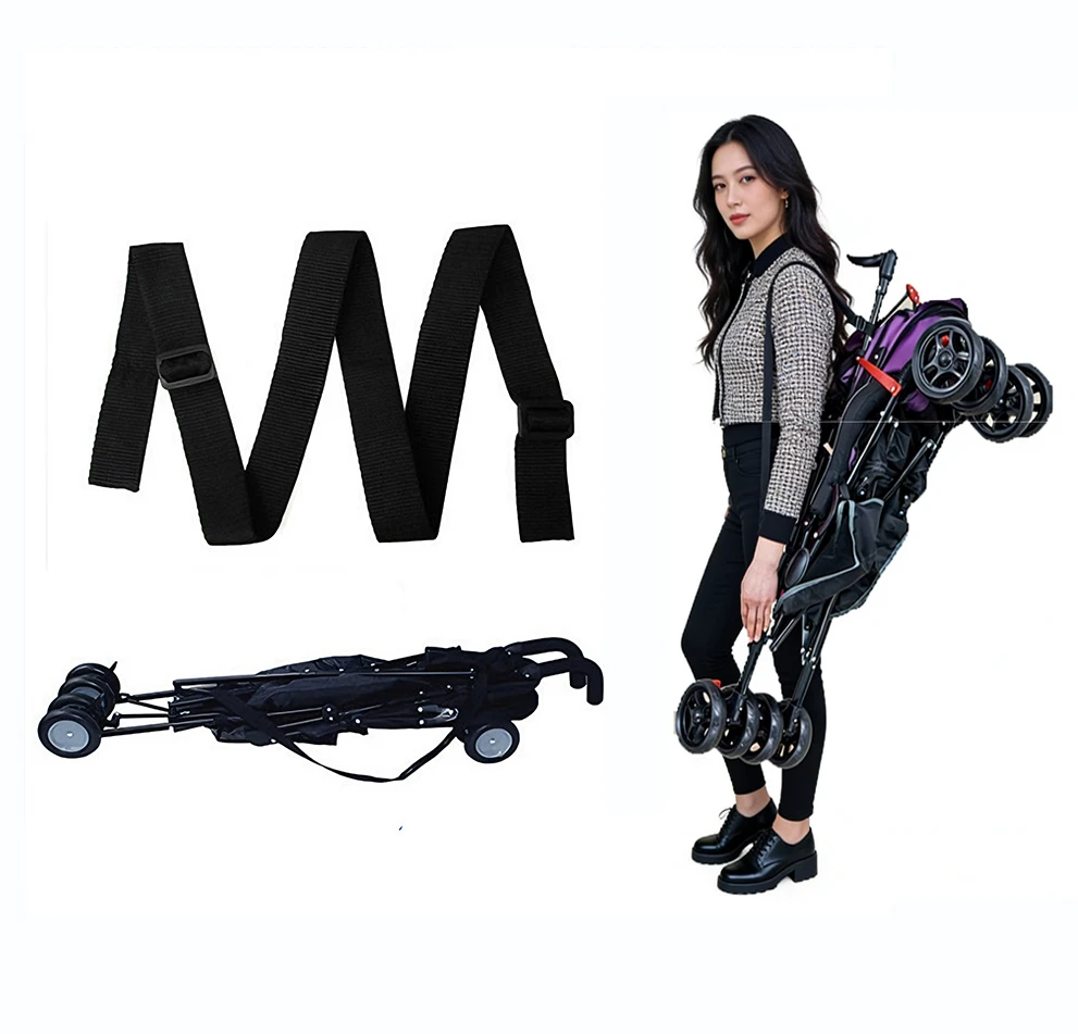 Universal Baby Stroller Shoulder Carry Strap Pram Carrying Belt Adjustable Sling for Travel & Shopping Infant Cart Carrier Ha