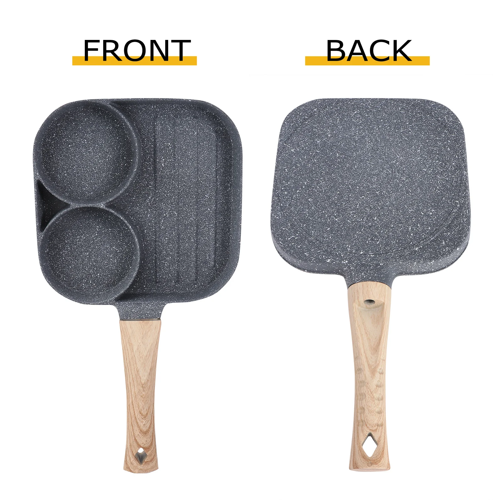 

Non-Stick Sandwich Cooking Mold 2 Round Holes Thickened Alloy Frying Pan For Gas Stove Egg Pancake Bacon Omelette Pot
