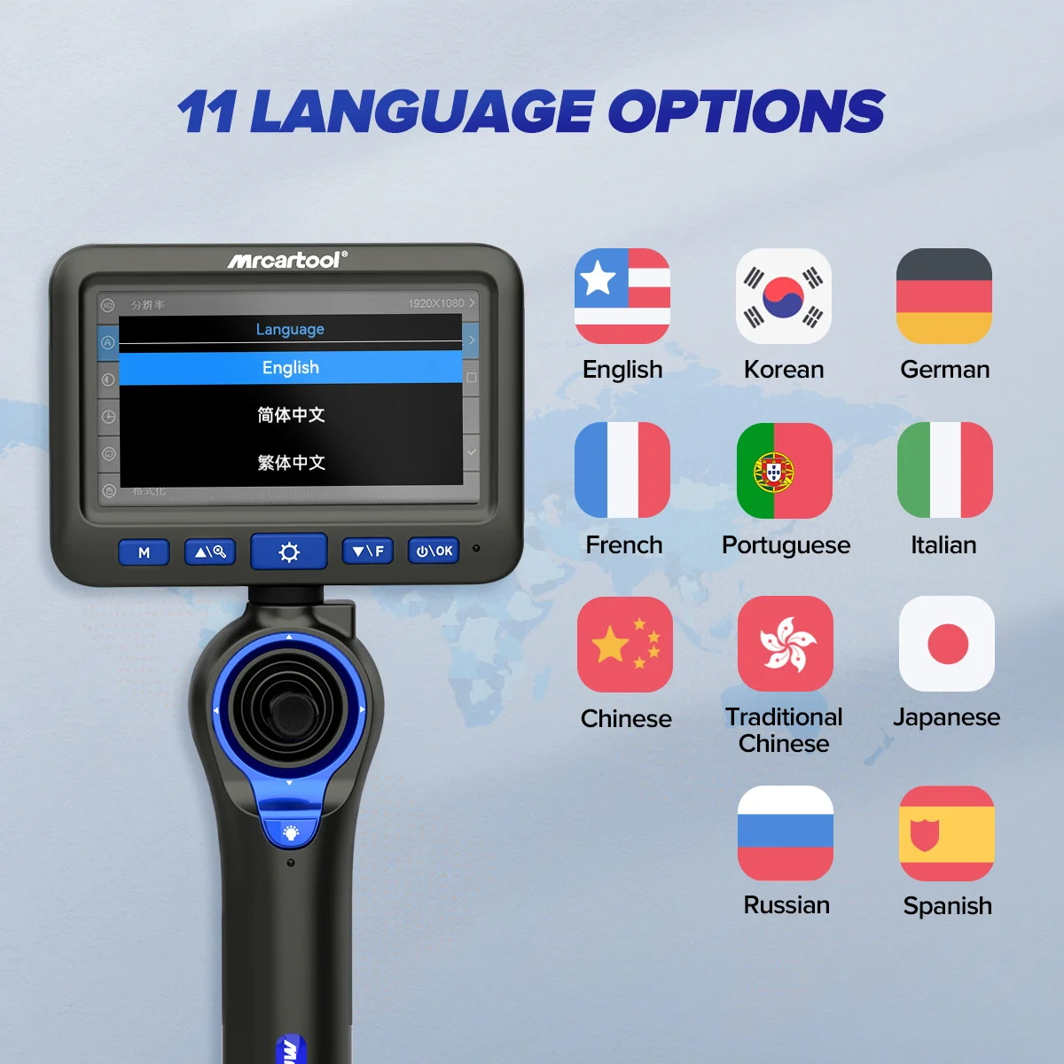 MRCARTOOL N180 Endoskopkamera 360° °   Vierwege-Artikulation, IP67, wasserdichte LED-Beleuchtung, industrielles Rohr-Endoskop