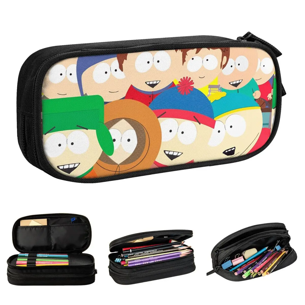 Southes Parks Cartoon RPG Game Pencil Cases Lovely Cute Funny Pen Box Pencil Bags Kids Large Storage Supplies Zipper Pencilcases