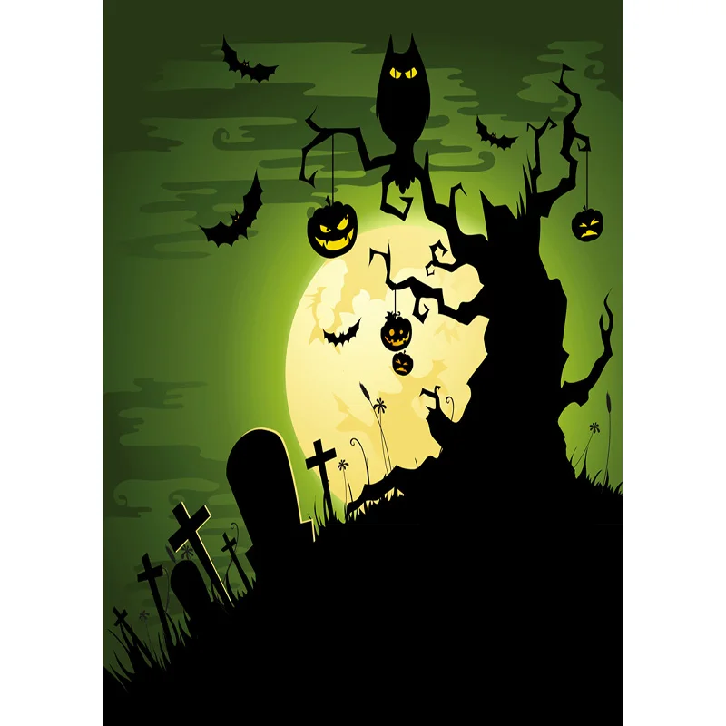 SHENGYONGBAO Halloween Backdrop Pumpkin Castle Forest Moon Baby Photography Background For Photo Studio Props  CXZM-52