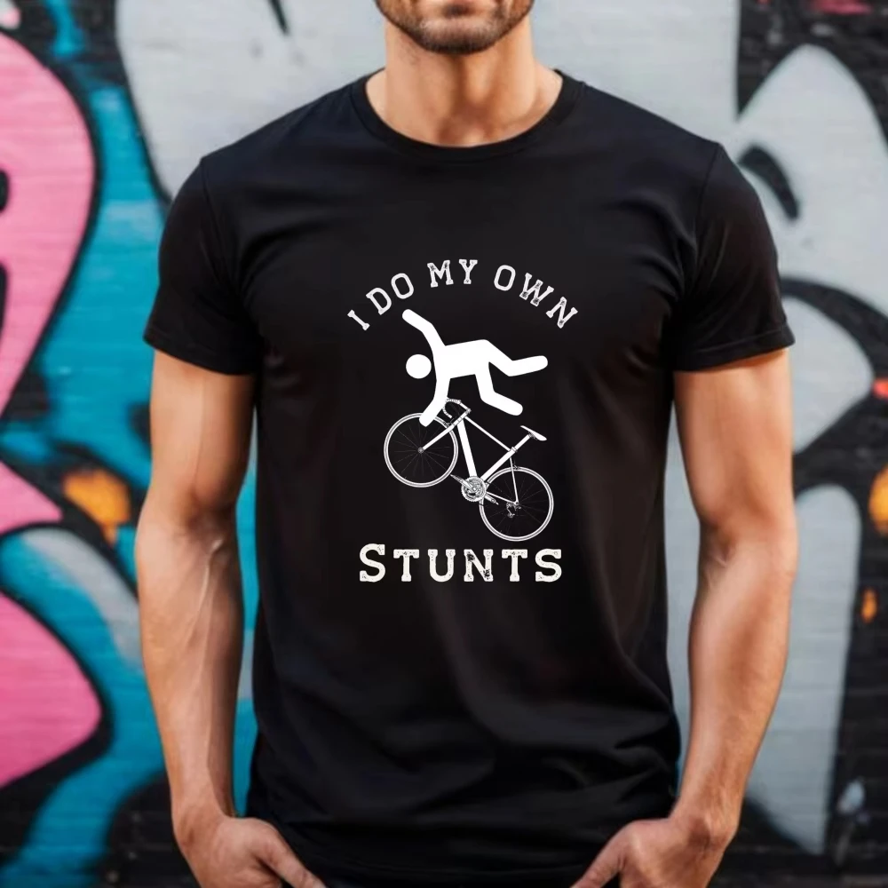 I Do My Own Stunts Shirt Bicycle Stunts T-Shirt Funny Biking Injury Graphic Tees Trendy BMX Bike Unisex Cotton Tops Humor Tshirt