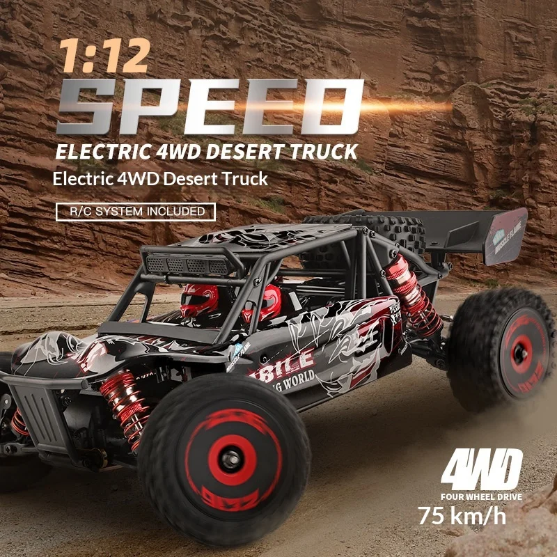 

Wltoys 124016 Rc Car 1:12 Scale Brushless 4WD High Speed 75kmh Alloy Off Road Desert Truck Racing Vehicle For Adult Hobby