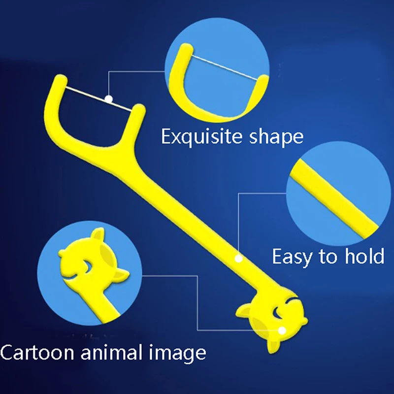 Стоматологическая 96 шт., детская зубная нить, четыре зубочистки в форме мультяшного животного, детская безопасность, межзубная щетка, чистые зубы