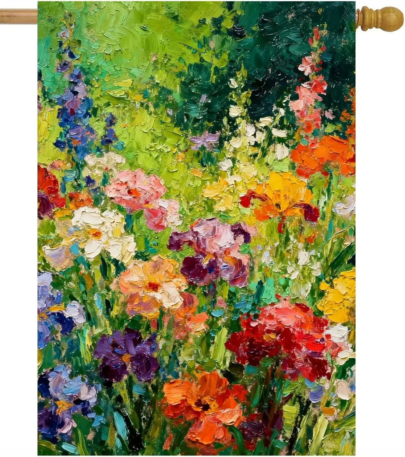 Oil Painting Abstract Colorful Spring Floral Flowers Meadow Grass House Flag 28