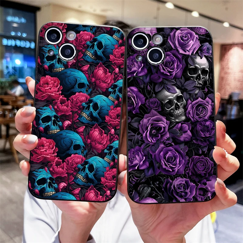 Phone Cases Oppo - Gothic Vampire Skull Head Flower Pattern