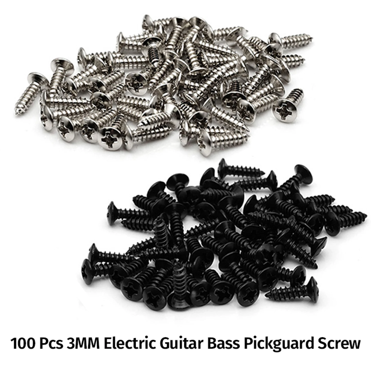 100Pcs 3x12mm Electric Guitar Bass Pickguard Screws Scratch Plate Mounting Screws Self Tapping Repair Replacement Parts