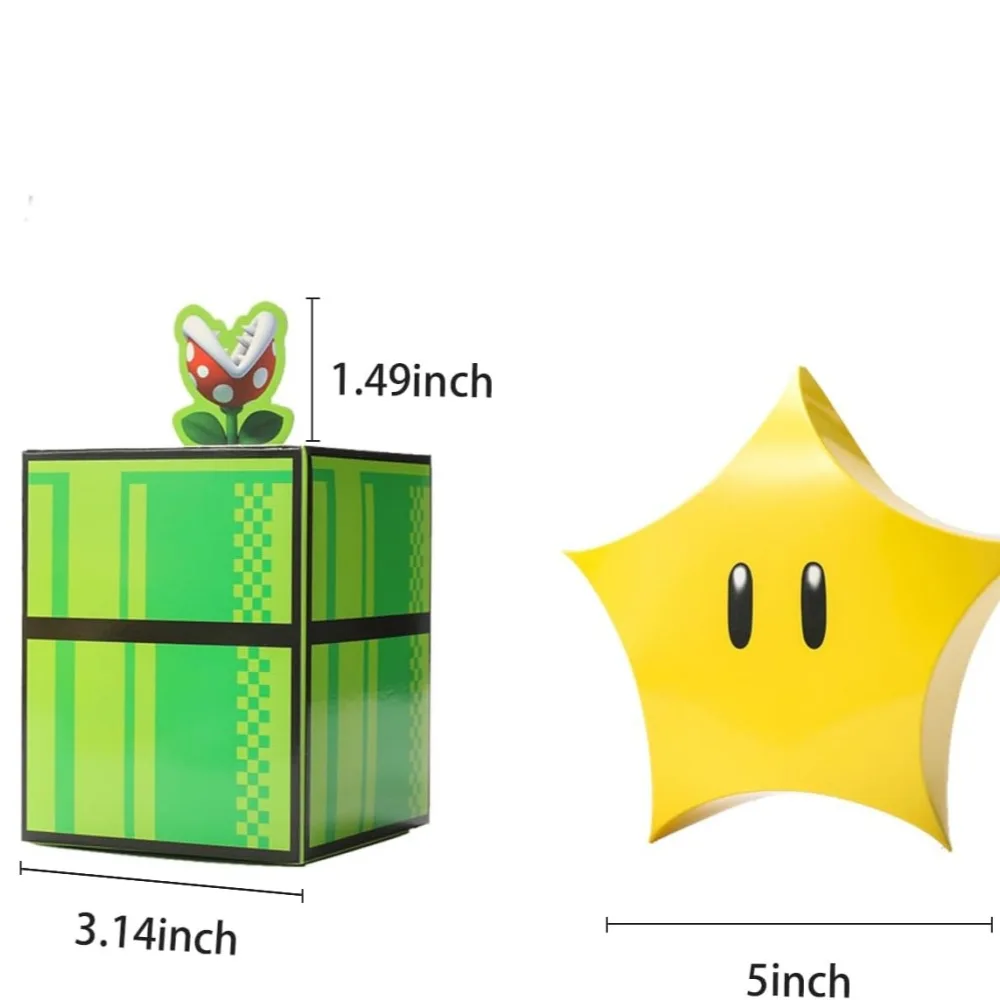 New  Super Mario Gift Boxes Goody Bag Children\'s Birthday Patty Toy Gift Box  Mario Bros Anime Figure Decoration Star Goody Bags