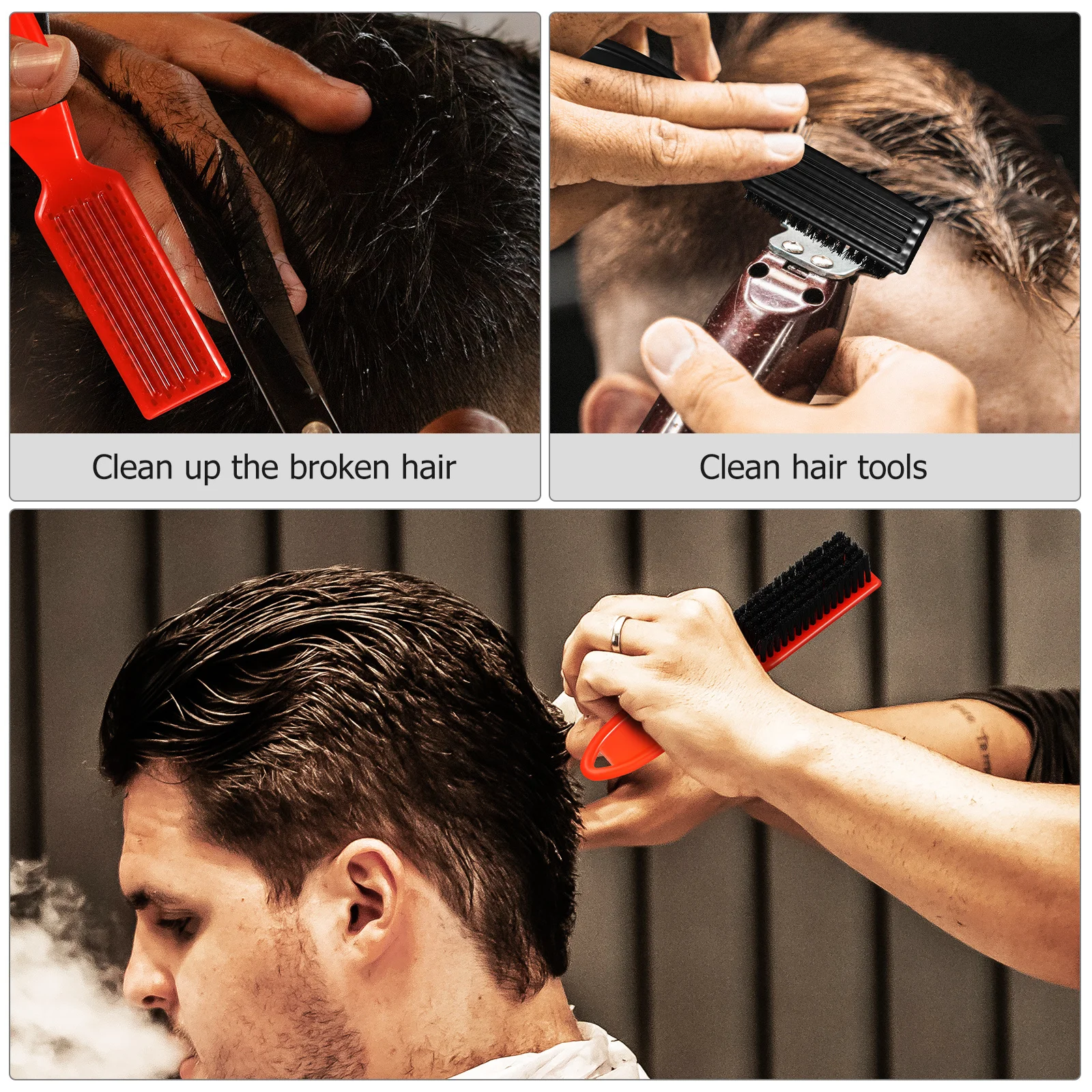 

6Pcs Vintage Oil Hair Brush Nylon Bristle Barber Cleaning Tool for Hair Clipper Trimmer Beard Care Salon Home Use